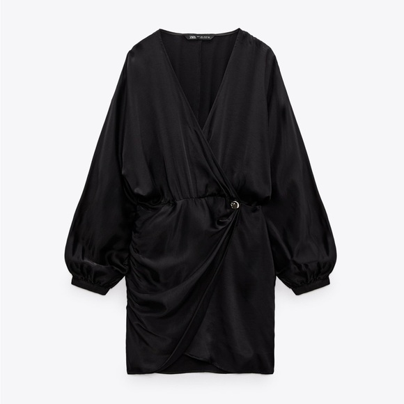 NWT ZARA SATIN EFFECT WRAP DRESS - Picture 4 of 5